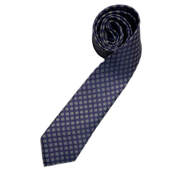The Tie Bar 100% Silk Tie Blue White - Picture 3 of 6